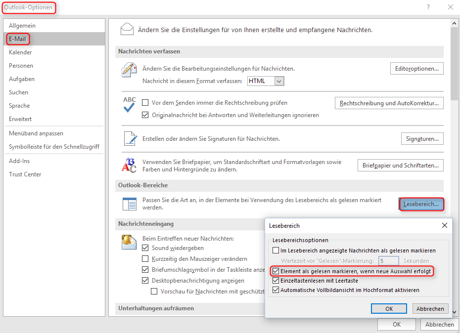 Emails gelesen markieren