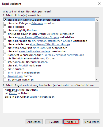 Postfach regeln erstellen 7