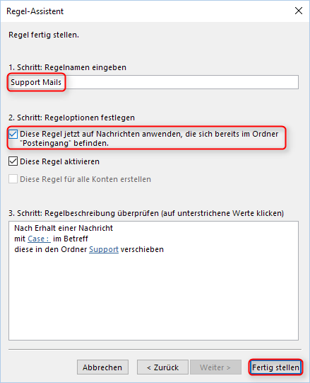 Postfach regeln erstellen 9
