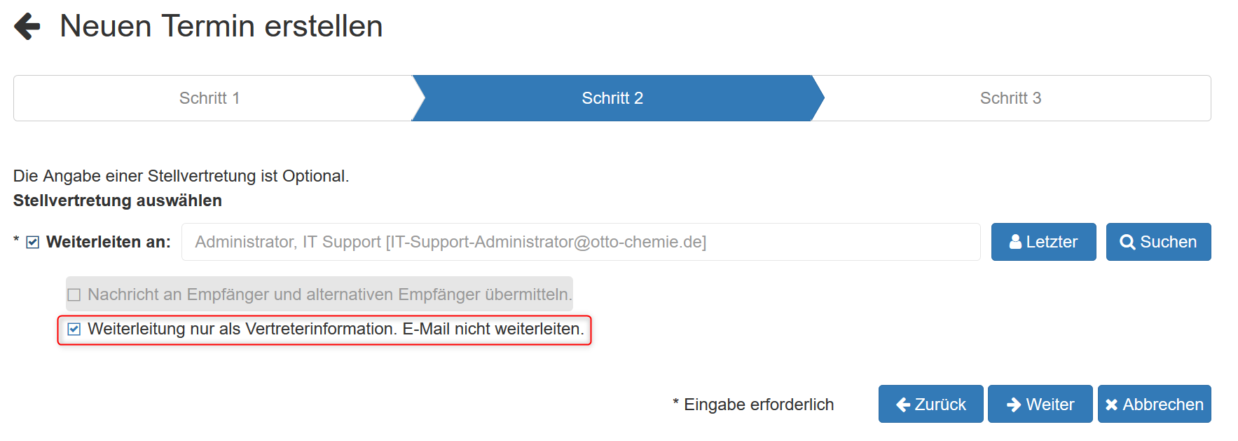 Schritt 2 Weiterleitung